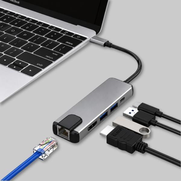 USB-C Hub 5-in-1 Multiport Adapter HDMI 4K