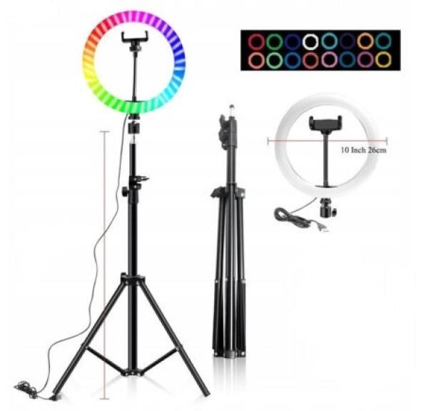 Lampa pierścieniowa RGB ze stojakiem 40W