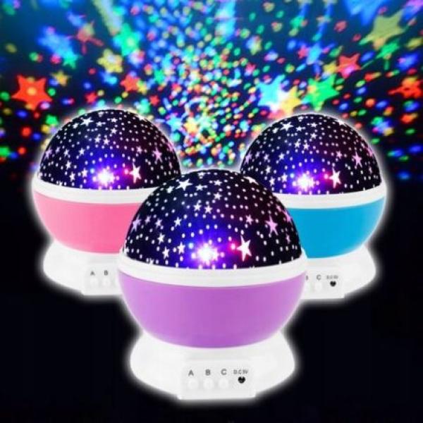 Lampka nocna obrotowa projektor gwiazd